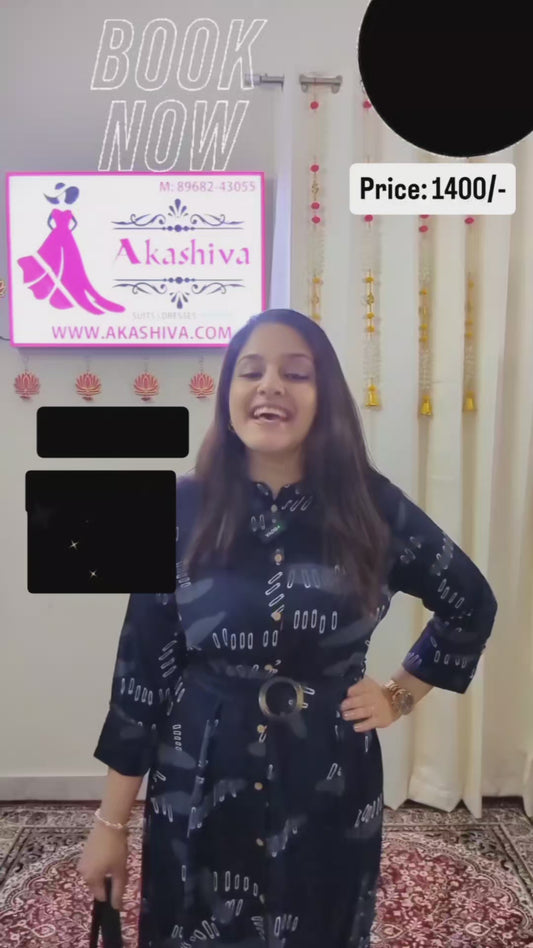 ๐ Elegant Blue One-Piece Dress in Soft Cotton