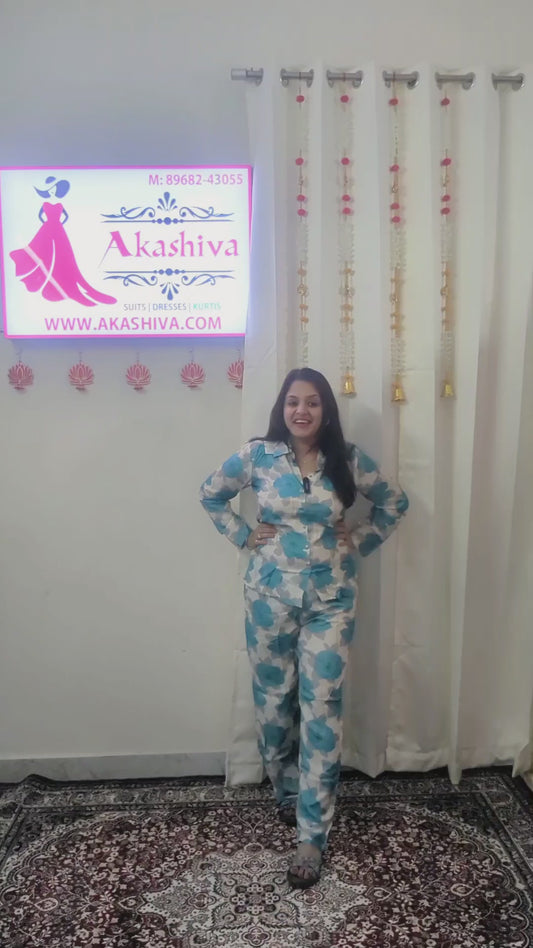 โจ Bloom in Style: Blue Floral Co-ord Set ๐