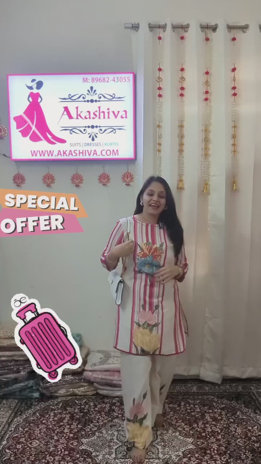 🌸 Akashiva Blush Bloom – 2-Piece Cotton Co-ord Set