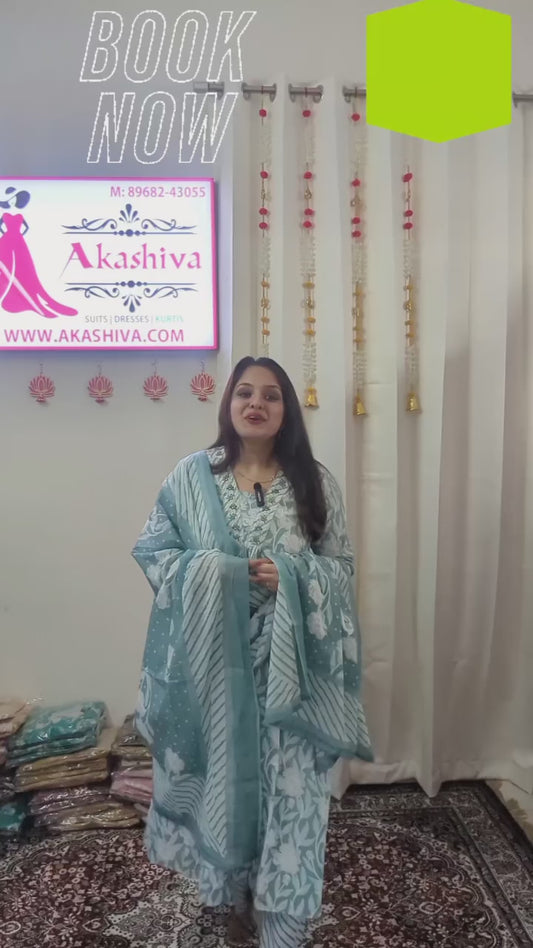 💠 Akashiva Powder Blue Frock-Style 3-Piece Suit 💠